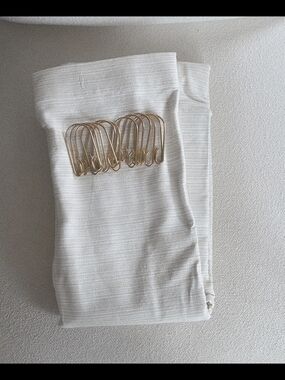 BRAND NEW Threshold Textured Cotton Shower Curtain + Magnolia Brass Hooks